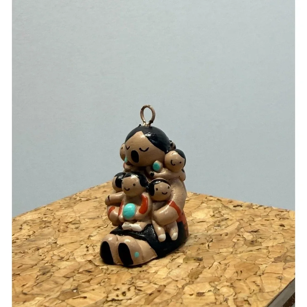 VTG Cleo Teissedre Native Navajo Storyteller Pendant‎ Rare Mini Signed Numbered